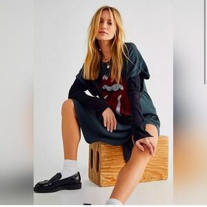 DayDreamer X Free People Rolling Stones 89 Rolled Sleeve Maxi Top Dress NEW